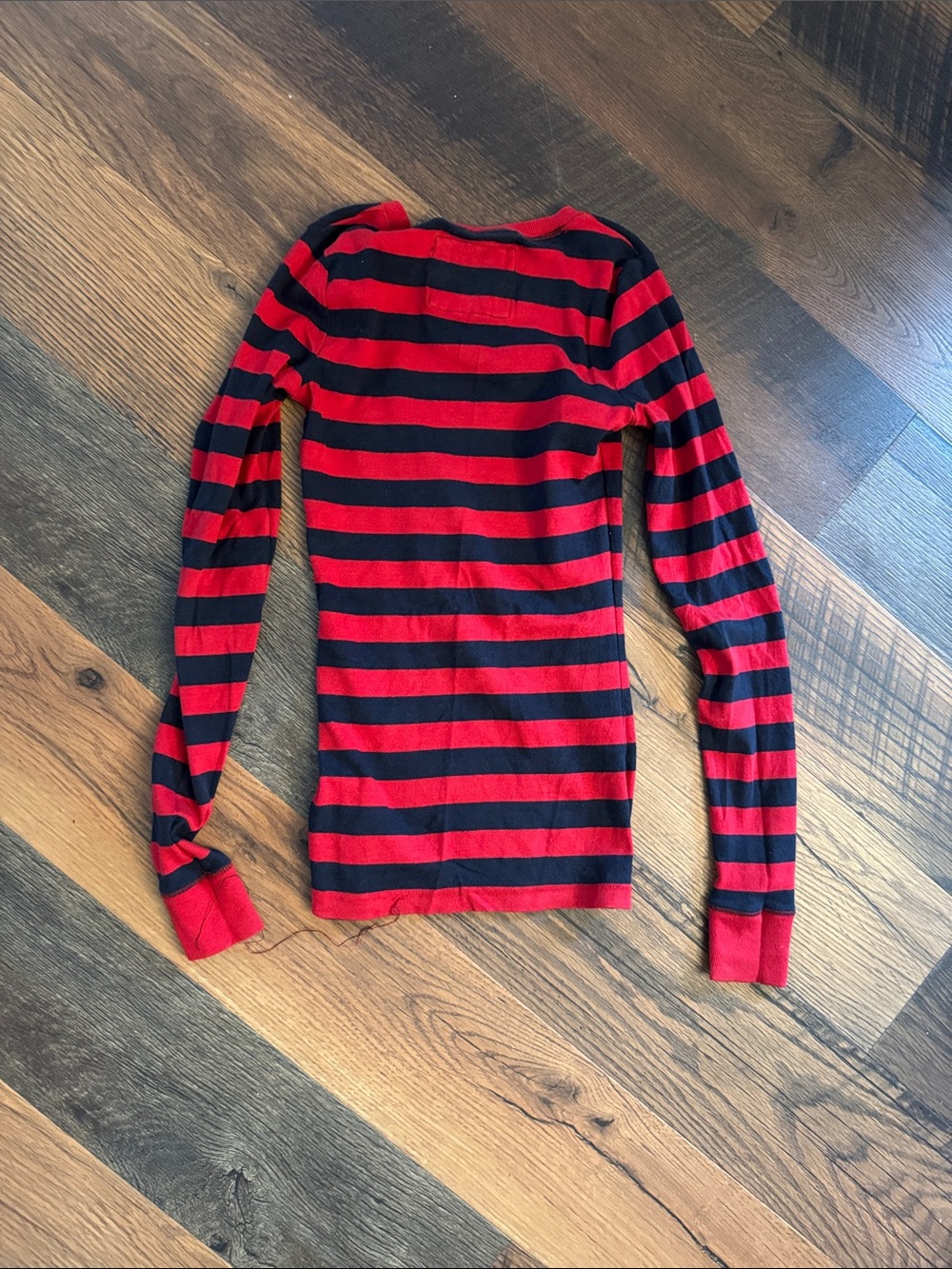 Abercrombie & Fitch Red and Navy Striped Long Sleeve Tee - Picture 4 of 4